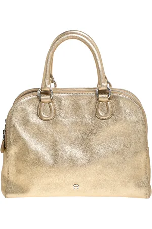 Aigner Metallic Leather Satchel