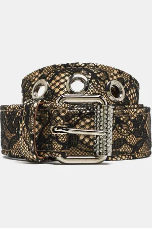 Dolce & Gabbana Beige/ Lace And Satin Buckle Belt 85 CM
