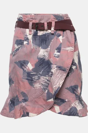 Isabel Marant Printed Cotton Blend Belted Skirt L