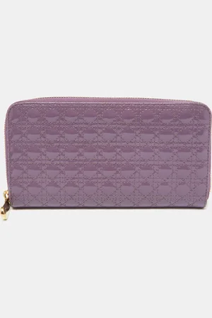 Dior Cannage Patent Leather Lady Zip Around Wallet