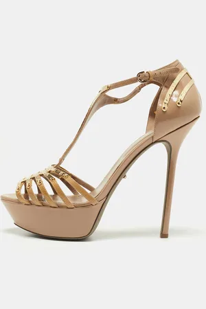 Sergio Rossi Patent Leather Strappy Platform Sandals Size 40