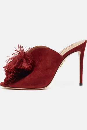 Aquazzura Suede Lotus Blossom Mules Size 38