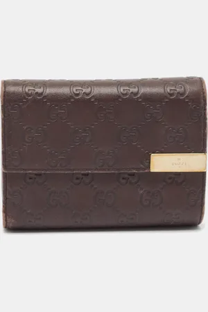 Gucci Dark ssima Leather Flap French Wallet