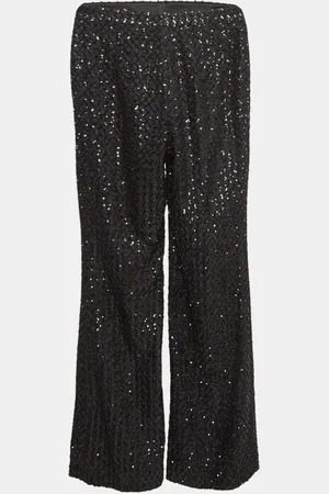 CHANEL Sequin Silk Wide Leg Pants S