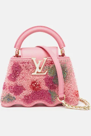 LOUIS VUITTON Embroidered Satin Capucines Capushell Mini Bag