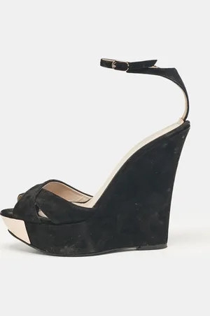 LE SILLA Suede Wedge Ankle Wrap Sandals Size 40
