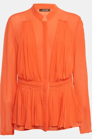 Roberto Cavalli Light Silk Pleated Blouse L