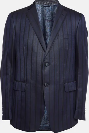 Etro Striped Wool Blend Single Breasted Blazer XL