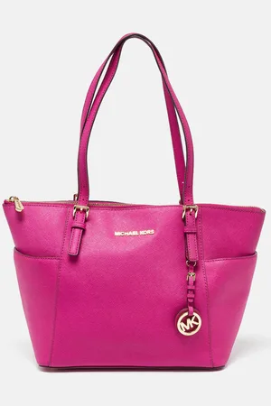 Michael Kors Fuchsia Leather Jet Set Top Zip Tote