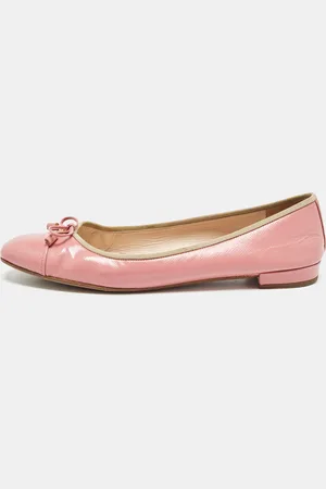 Prada Saffiano Vernice Leather Bow Ballet Flats Size 42