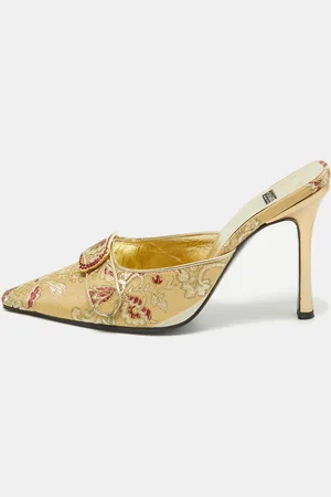 Casadei Floral Embroidered Fabric Mules Size 36.5