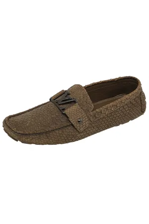 LOUIS VUITTON Olive Python Monte Carlo Slip On Loafers Size 44