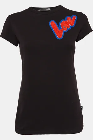 Moschino Cotton Knit Love Patch Detail T-Shirt S