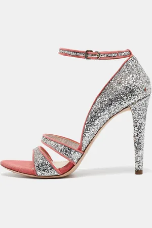 Miu Miu Glitter Suede Ankle Strap Sandals Size 40