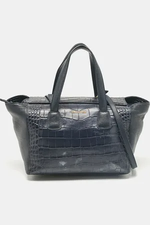 Cerruti 1881 1881 Navy Croc Embossed Faux Leather Shopper Tote