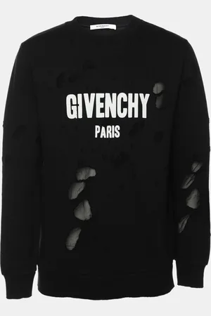 Givenchy Distressed Cotton & Mesh Inset Logo Printed Sweatshirt XS