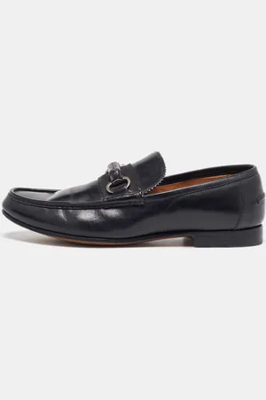 Gucci Leather Bamboo Horsebit Slip On Loafers Size 41.5