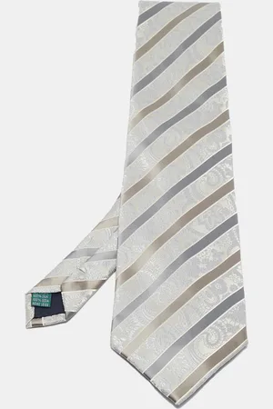 VALENTINO Vintage Striped Paisley Pattern Jacquard Silk Tie