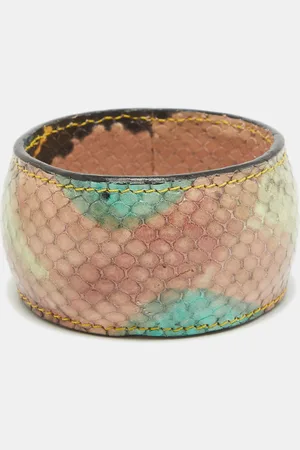 Etro Python Effect Leather Bangle Bracelet