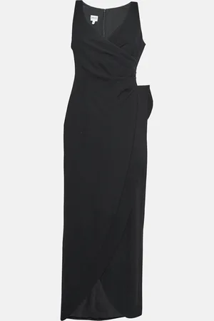 Emporio Armani Crepe Pleated Faux Wrap Maxi Dress M