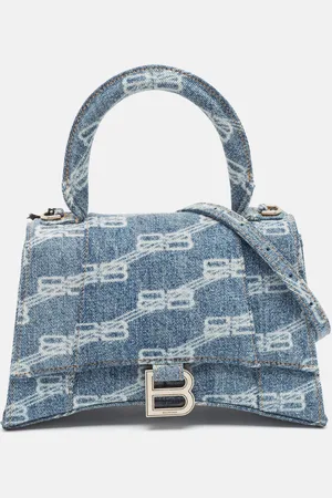 Balenciaga Light BB Monogram Denim Small Hourglass Top Handle Bag