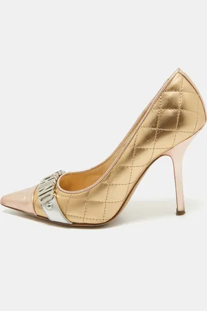 Moschino Tricolor Quilted Leather Logo Pumps Size 36