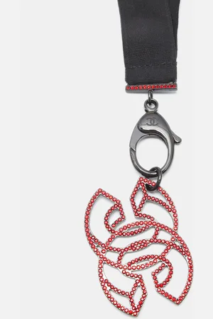 CHANEL CC Crystal Embellished Ribbon Pendant Necklace