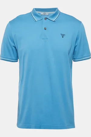 Prada Logo Embroidered Cotton Pique Polo T-Shirt L