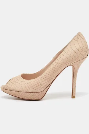 Dior Embossed Python Peep Toe Platform Pumps Size 38.5