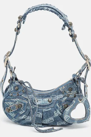 Balenciaga BB Monogram Denim XS Le Cagole Shoulder Bag