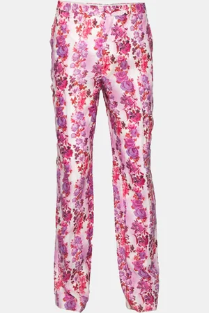 Etro Multicolor Floral Printed Linen Straight Fit Pants XXL