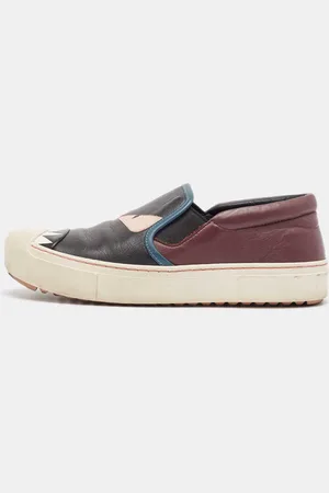 Fendi Leather Monster Slip On Sneakers Size 36.5
