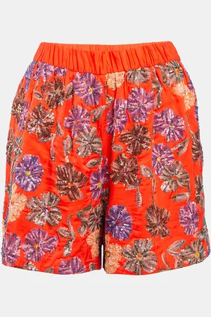 Maje Floral Sequin Embroidered Crepe Izul Shorts L