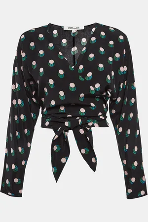 Diane von Furstenberg Printed Tie-Up Crop Top S