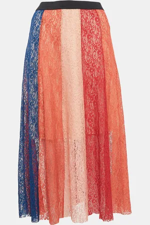 Maje Lace Paneled Midi Skirt M