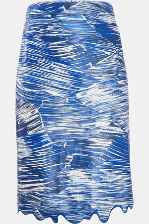 Kenzo Printed Cotton Blend Embroidered Hem Skirt S