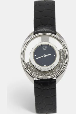 VERSACE Stainless Steel Embossed Leather Destiny Spirit 86Q Women