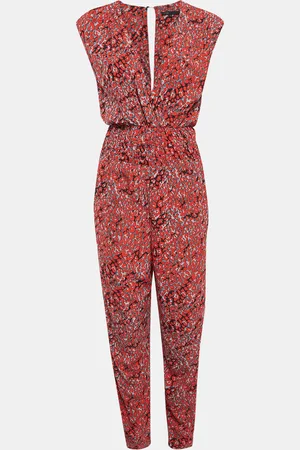 Maje Printed Crepe Smocked Detail Jumpsuit M