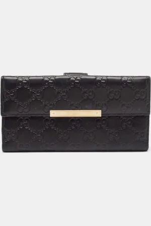 Gucci Ssima Leather Metal Bar Continental Wallet