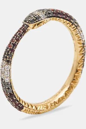 Gucci Ouroboros Multi Gemstone 18k Gold Ring Size 52