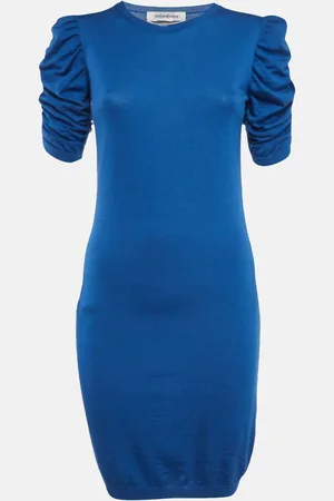 Saint Laurent Saint Laurent Knit Ruched Sleeves Midi Dress XS