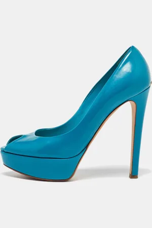 Dior Patent Leather Miss Peep Toe Platform Pumps Size 38.5