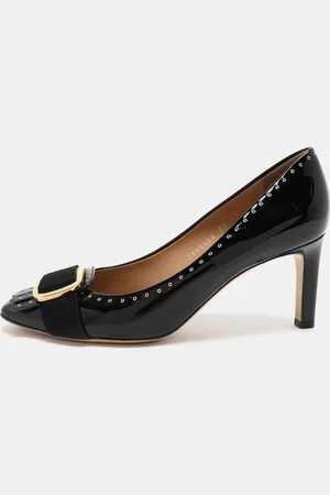 Salvatore Ferragamo Patent Leather Embellished Pumps Size 39.5