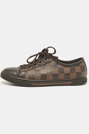 LOUIS VUITTON Monogram Canvas and Leather Lace Up Sneakers Size 35