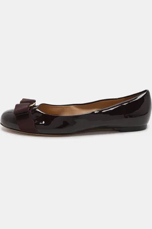 Salvatore Ferragamo Patent Leather Varina Bow Ballet Flats Size 37