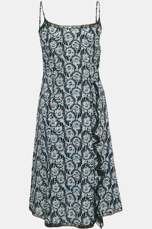 Prada Floral Print Silk Ruffled Sleeveless Short Dress S