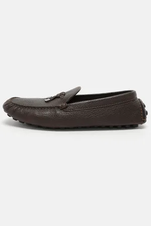 LOUIS VUITTON Leather Bow Loafers Size 44
