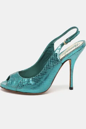Gucci Python Embossed Leather Sofia Slingback Sandals Size 36