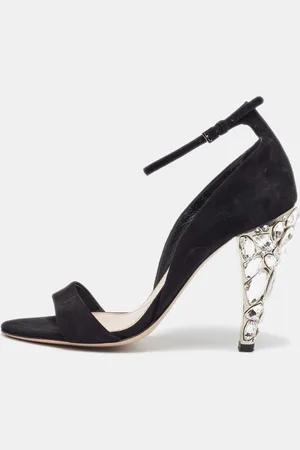 Miu Miu Suede Crystal Embellished Ankle Strap Sandals Size 36