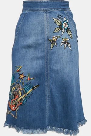 Zadig & Voltaire Embroidred Denim Jamille Brode Deluxe Knee-Length Skirt S